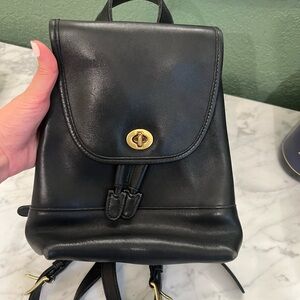Black leather Coach backpack